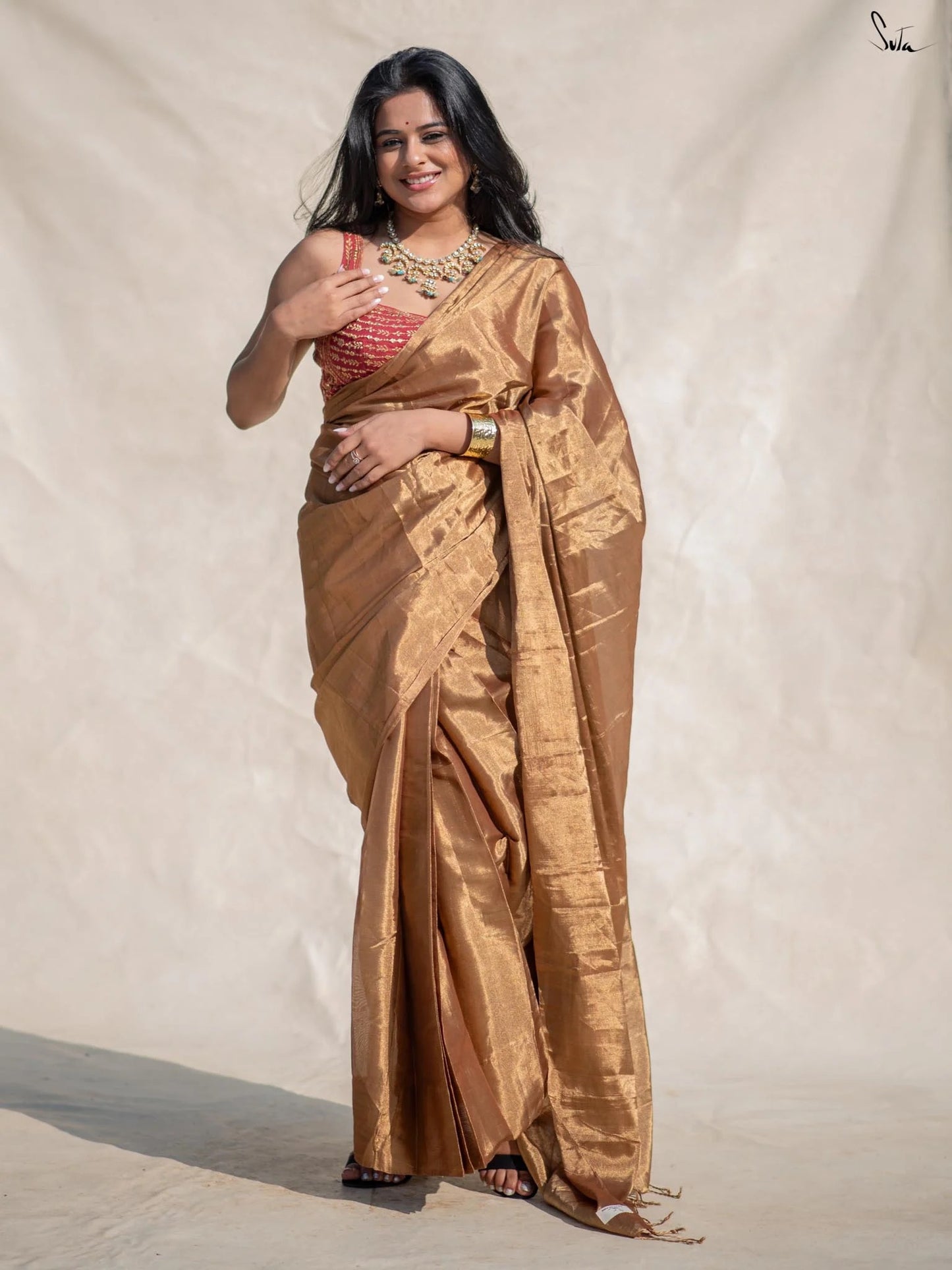 Aurum Pre-Draped Chanderi Silk Saree