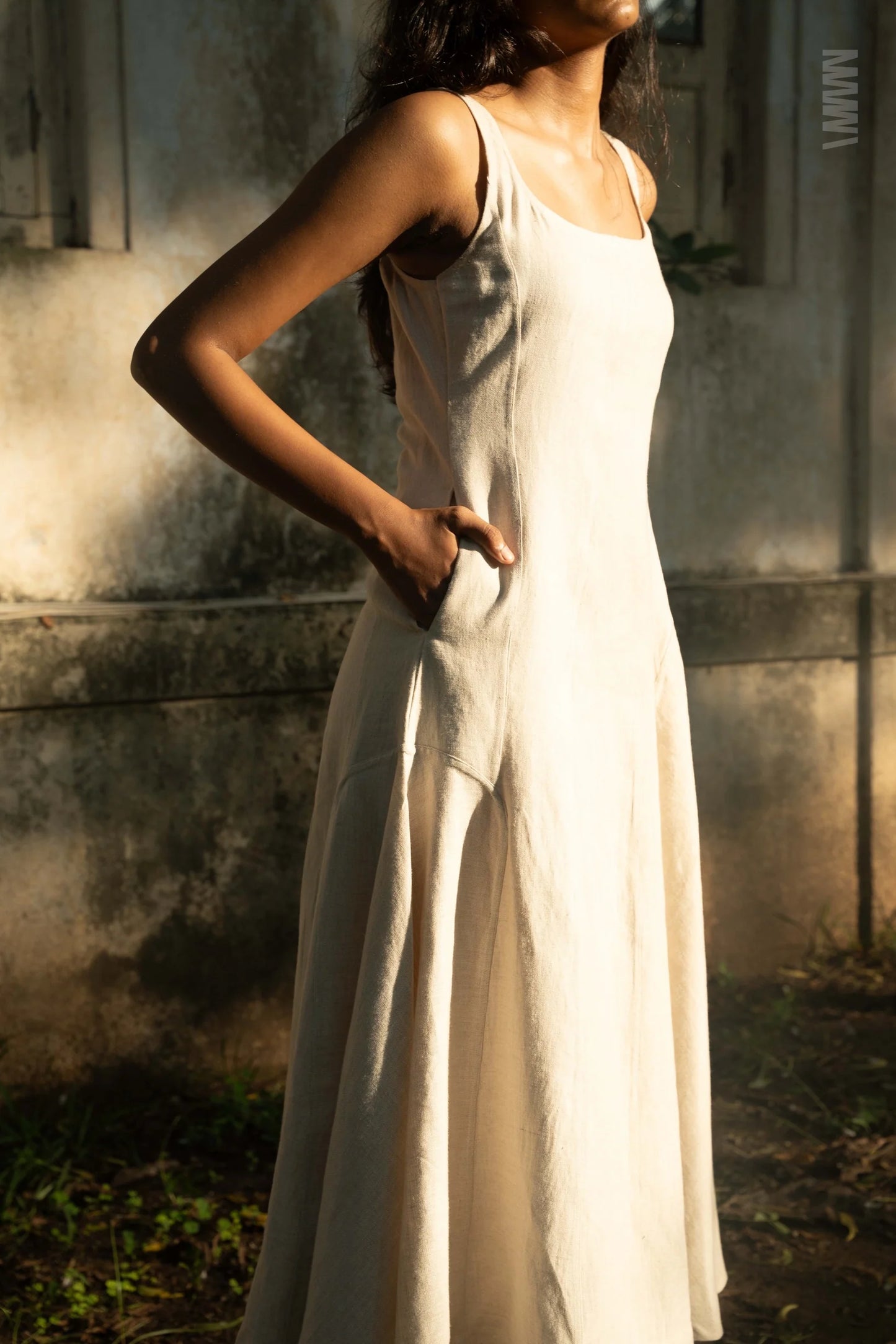 Pockets Full of Air Off-White Linen Dress