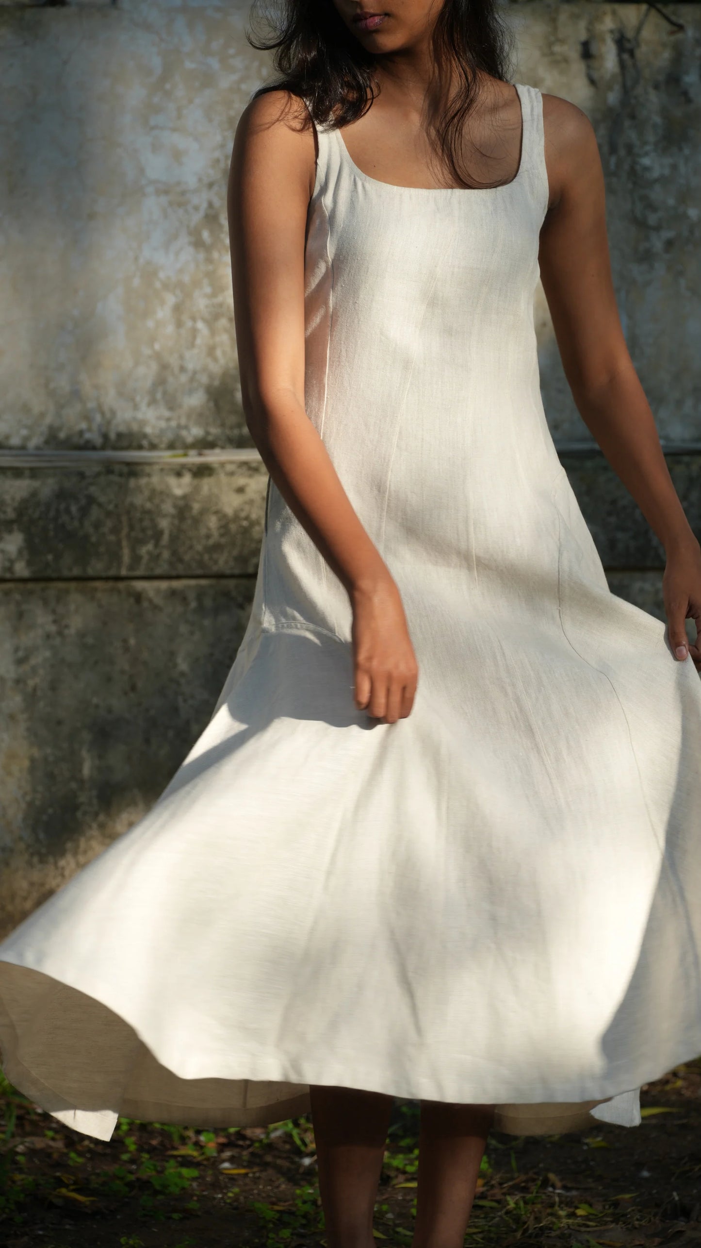 Pockets Full of Air Off-White Linen Dress