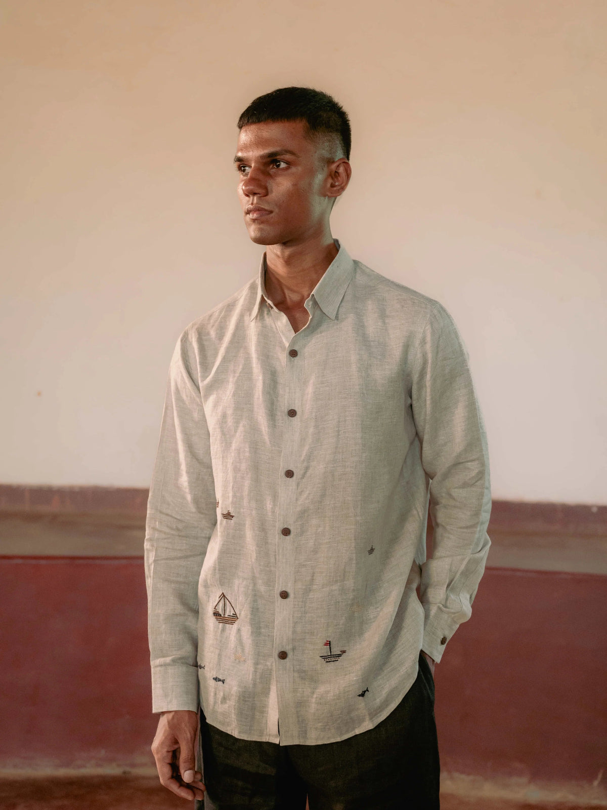 Boats and Ship Full Sleeves Linen Shirt