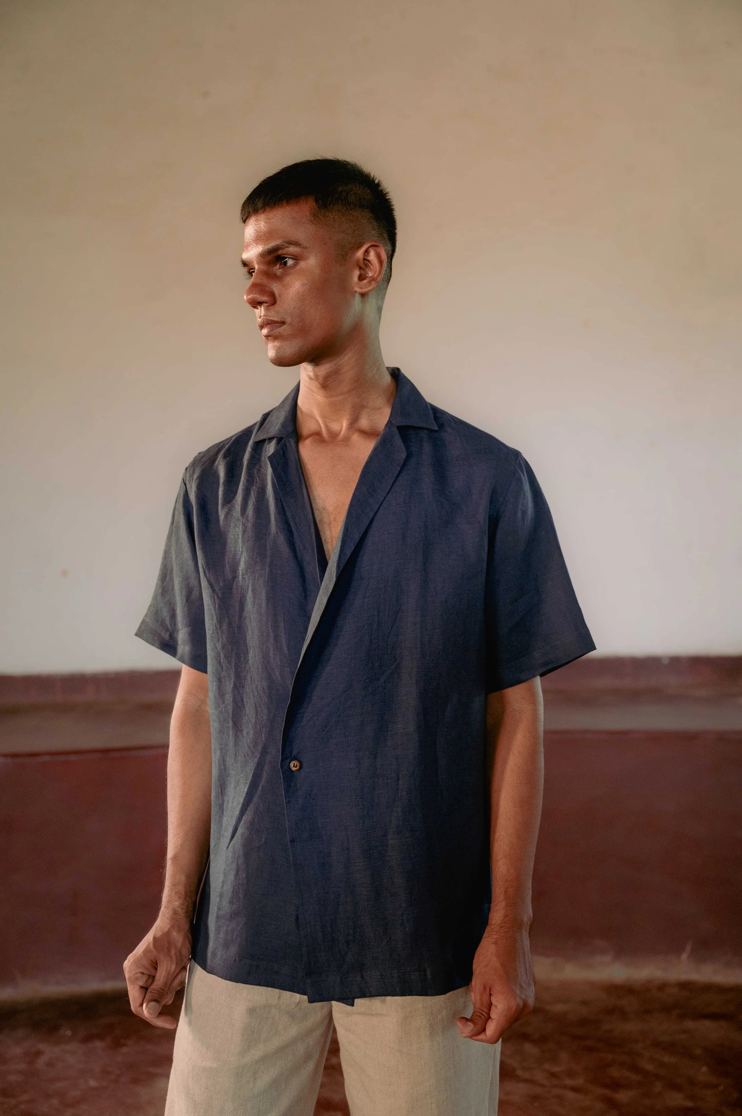 Simple Scenes Blue Linen Shirt