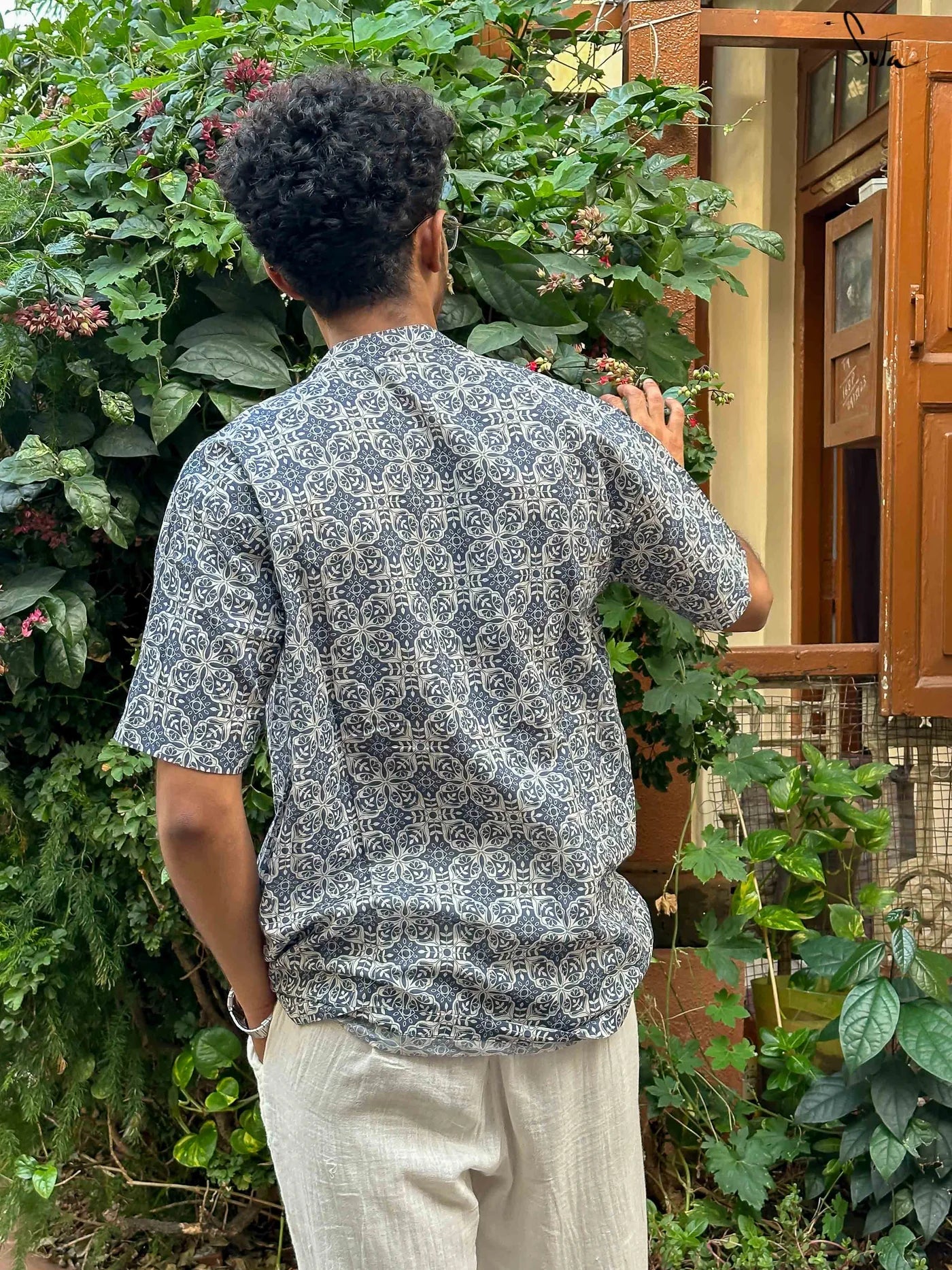 Honey Granola Blue Printed Cotton Shirt