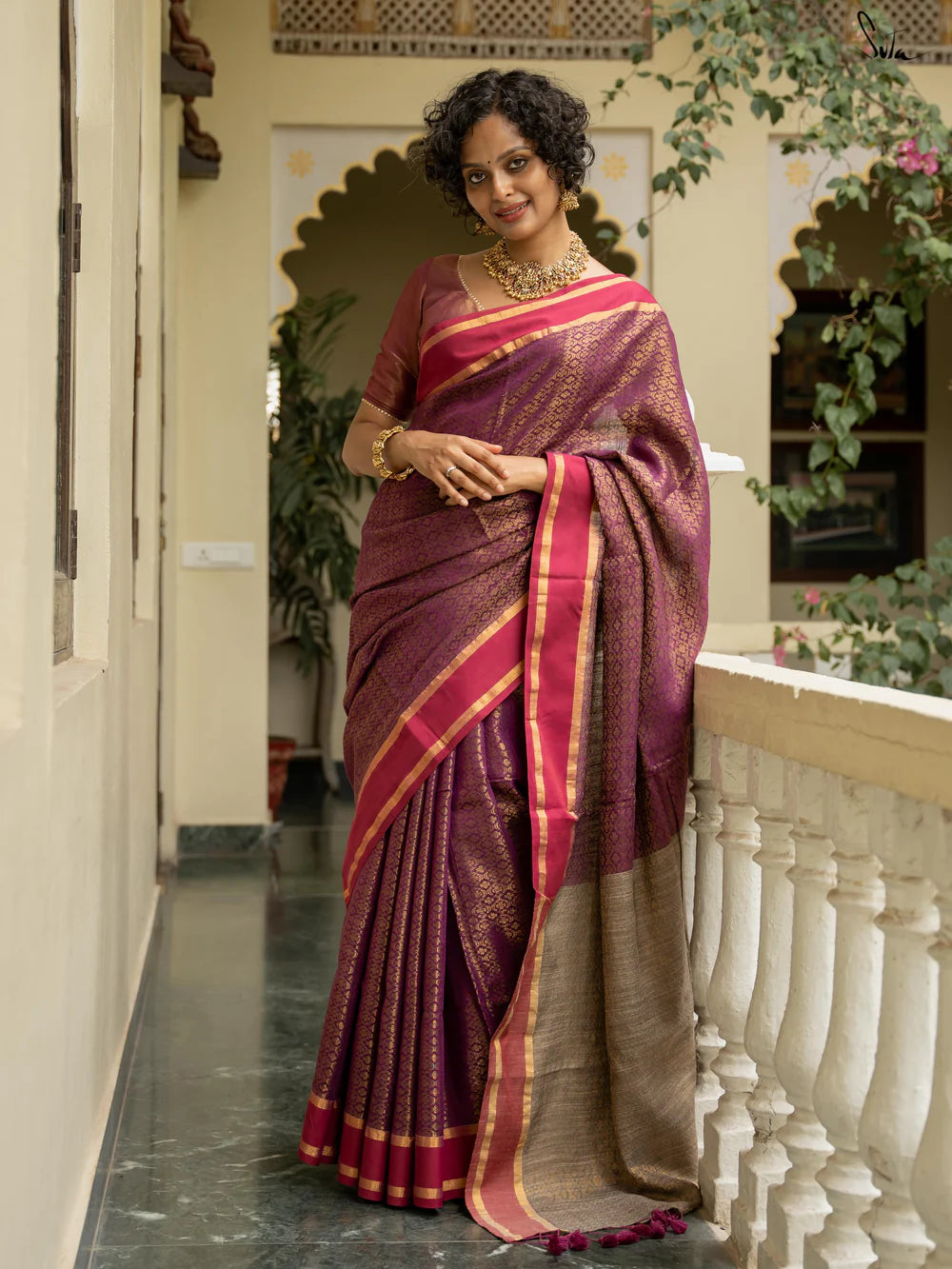 Phool Aur Khushboo Purple Slub Cotton Saree