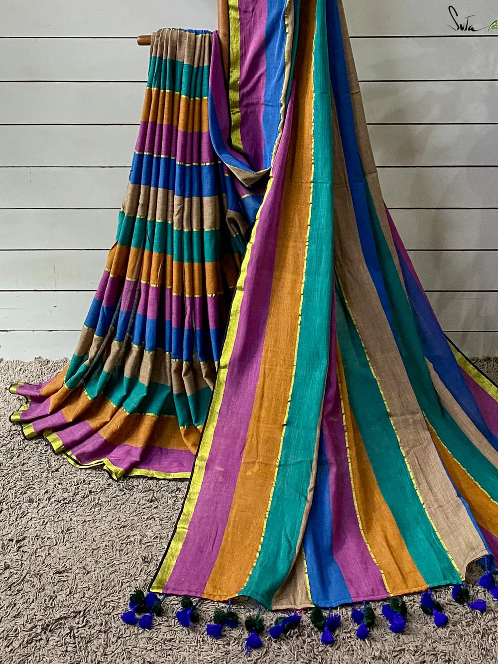 Saya Aana Multicolor Mul Cotton Saree
