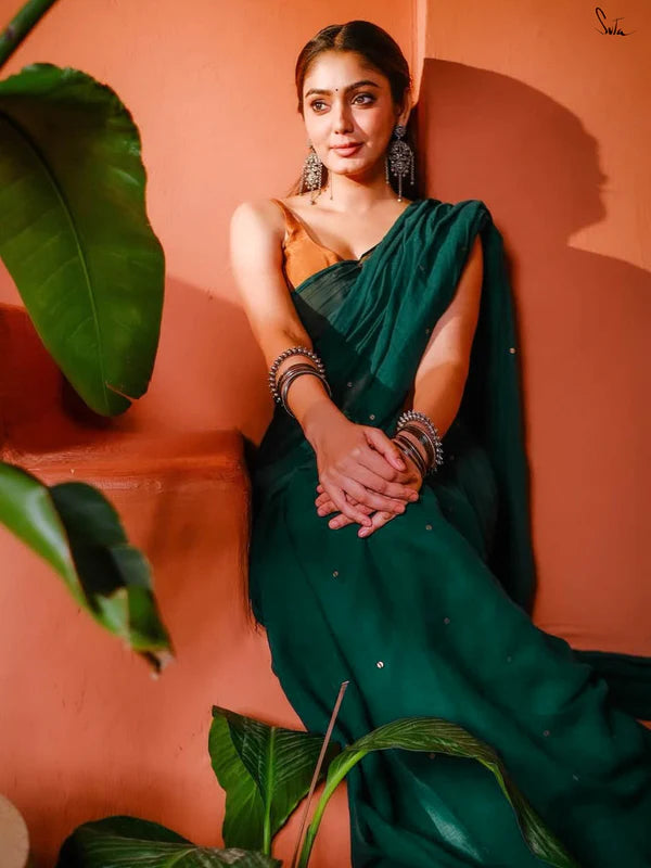 Ode to Green Chumki Mul Cotton Saree