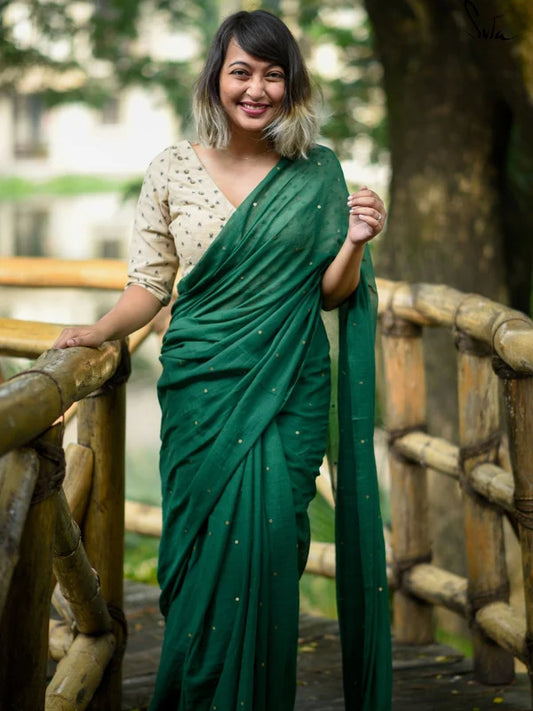 Ode to Green Chumki Mul Cotton Saree