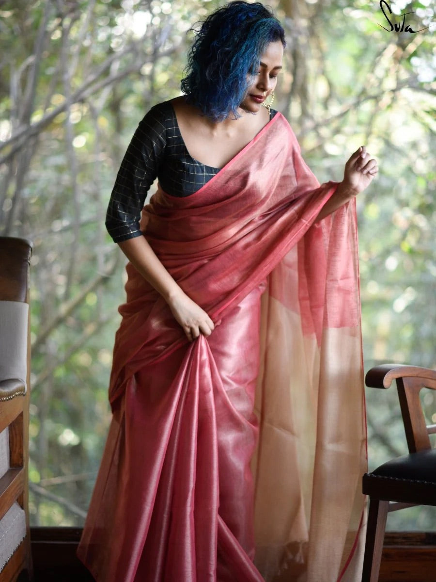 Raga Abhogi Linen Zari Saree