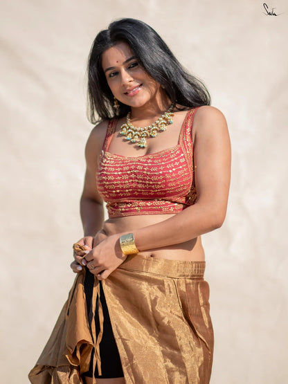 Aurum Pre-Draped Chanderi Silk Saree