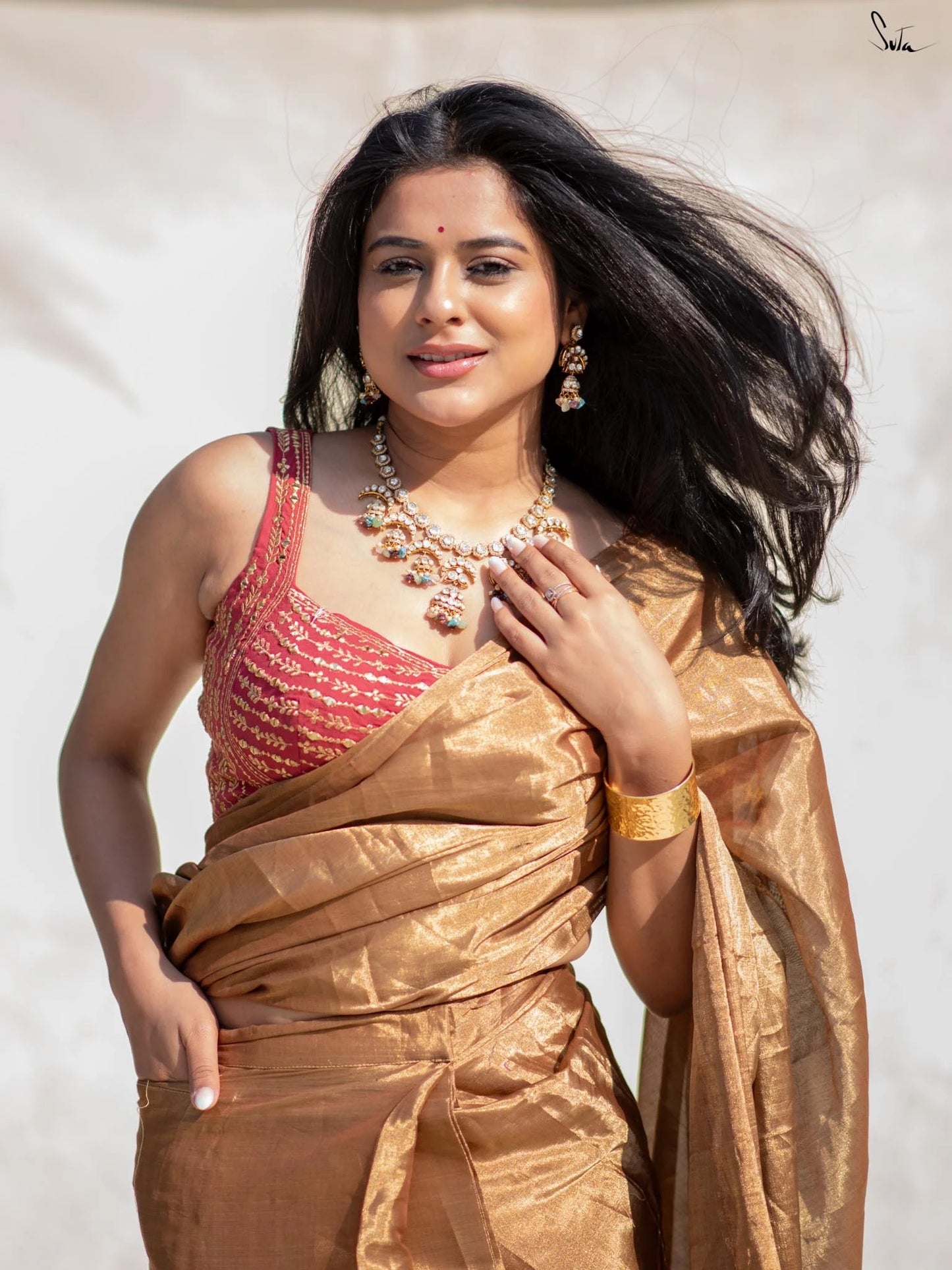 Aurum Pre-Draped Chanderi Silk Saree