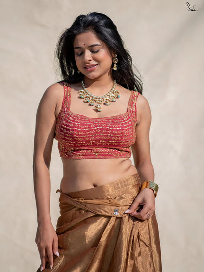 Aurum Pre-Draped Chanderi Silk Saree