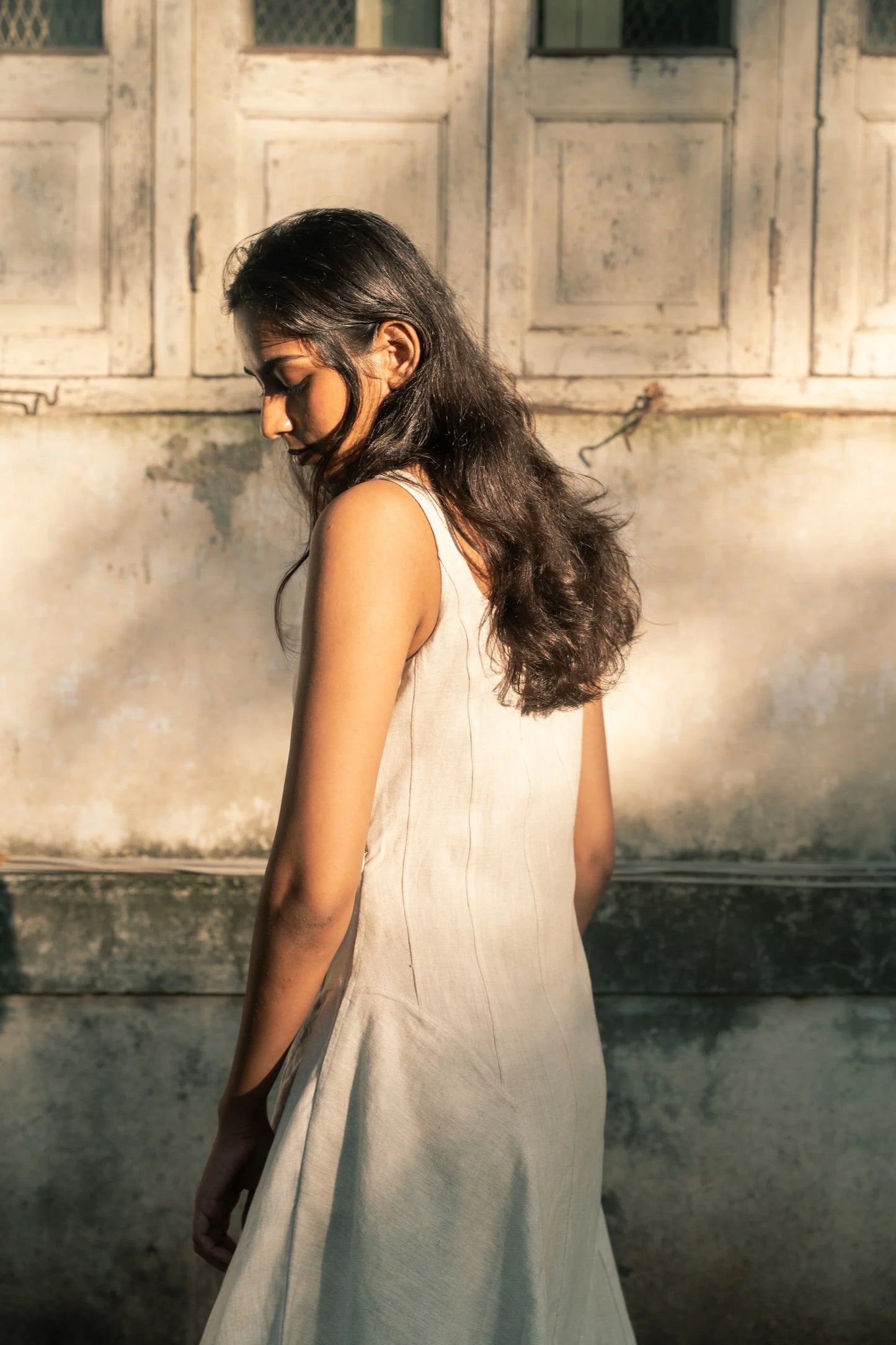 Pockets Full of Air Off-White Linen Dress