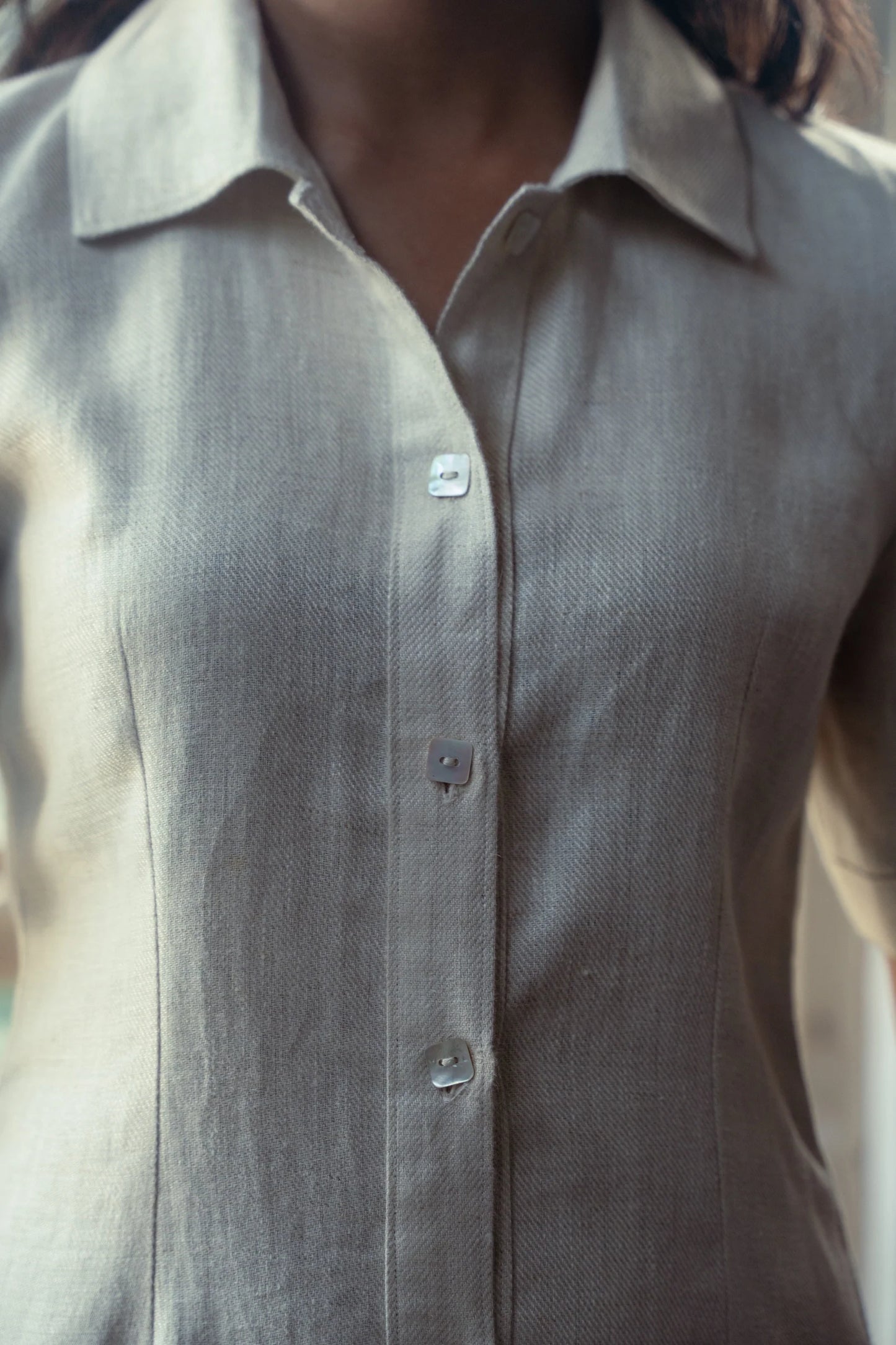 Polished Play Beige Linen Dress