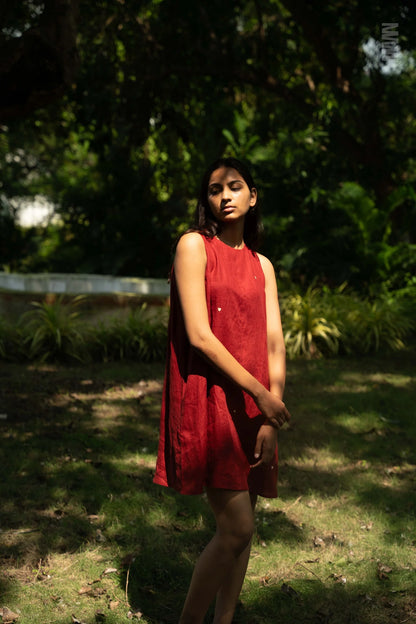 Red Linen Tent Dress