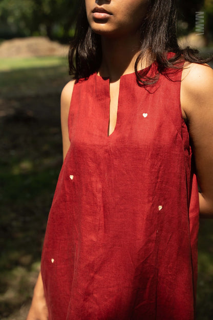 Red Linen Tent Dress