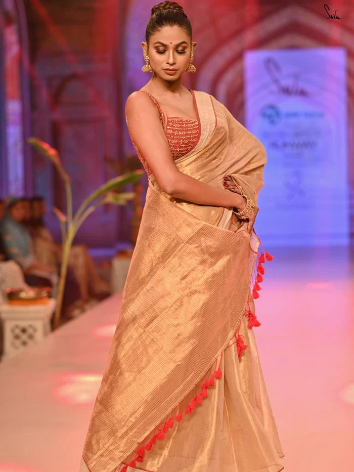 Theeram Gold Cotton with Zari Saree