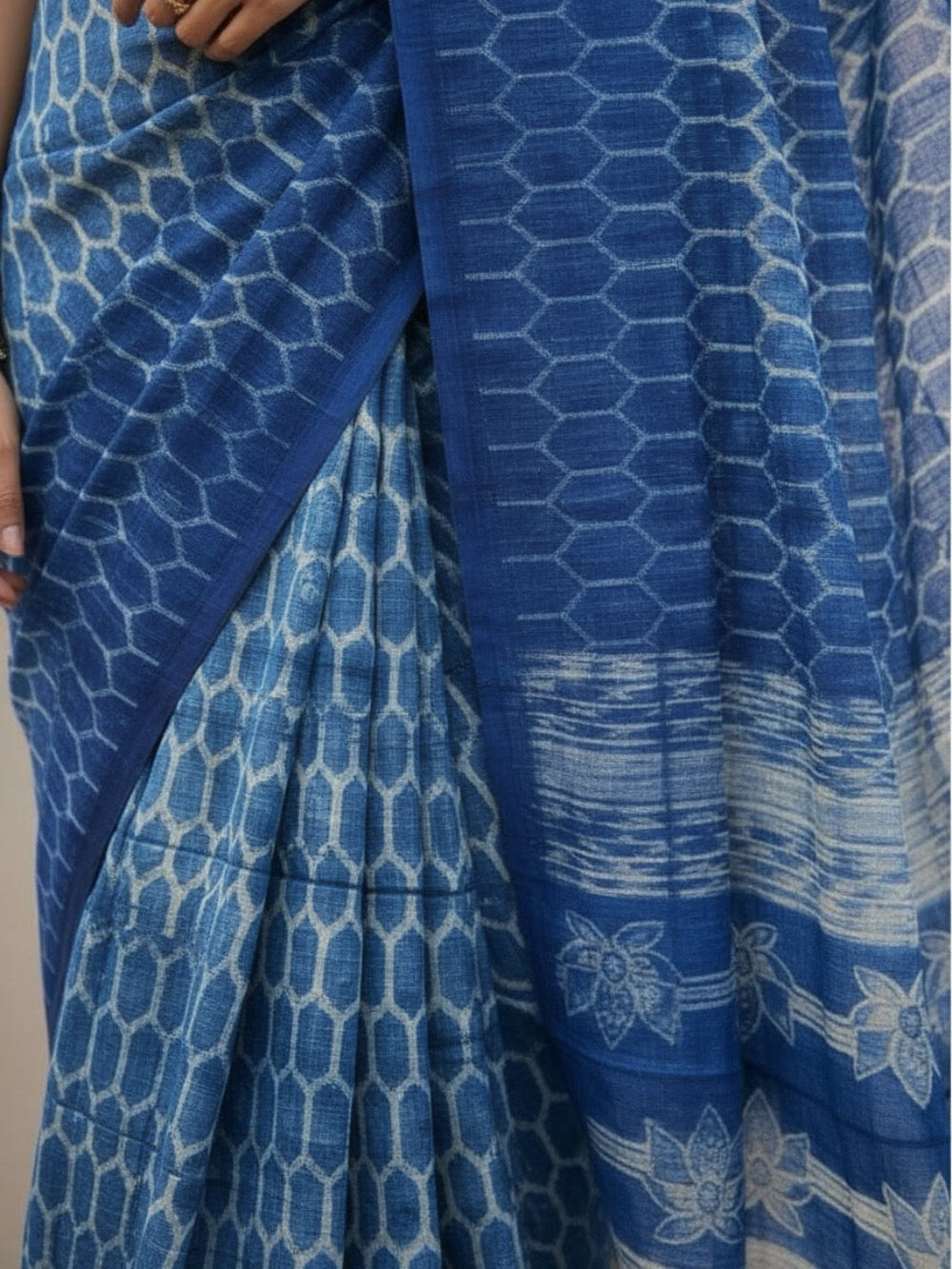 Shibori Retro Aura Blue Silk Saree