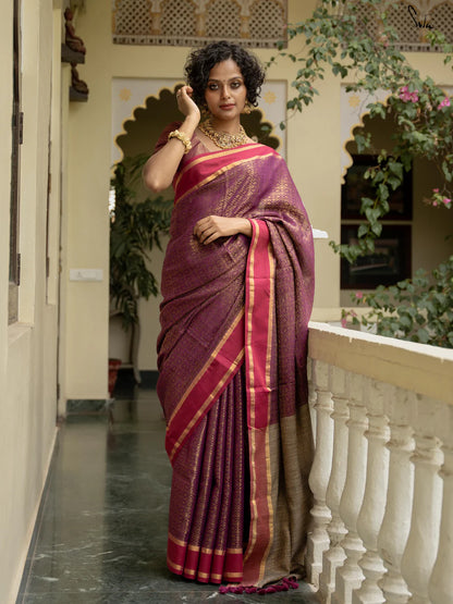 Phool Aur Khushboo Purple Slub Cotton Saree