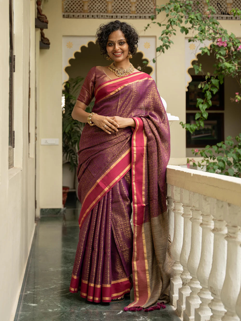 Phool Aur Khushboo Purple Slub Cotton Saree