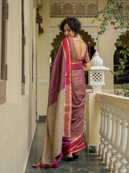 Phool Aur Khushboo Purple Slub Cotton Saree