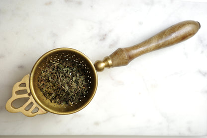 Brass Strainer with Wooden Handle