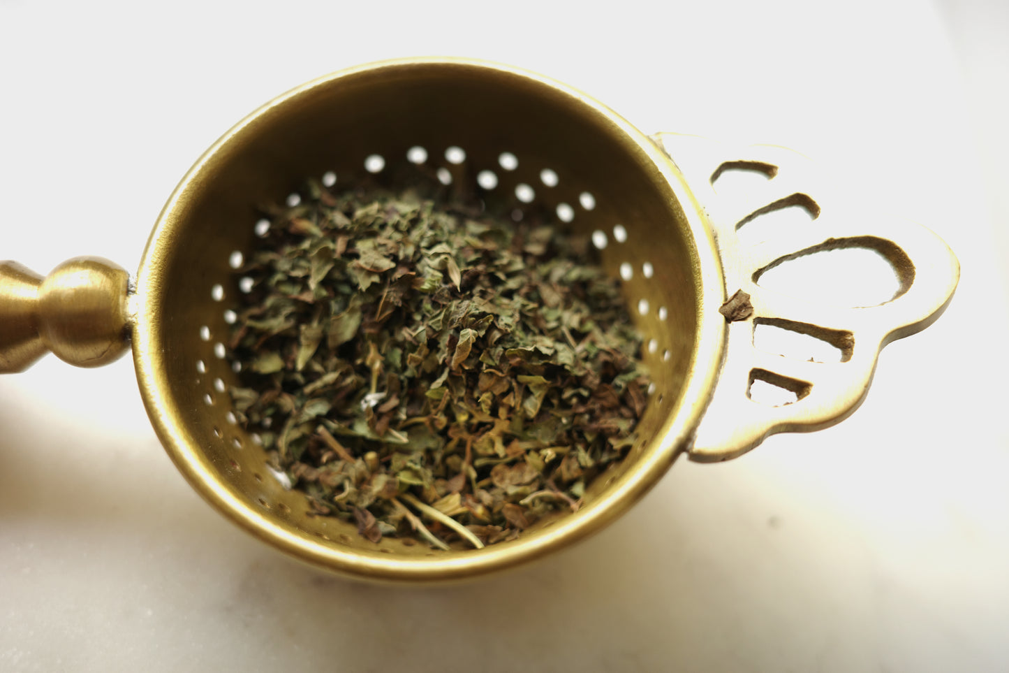 Brass Strainer with Wooden Handle