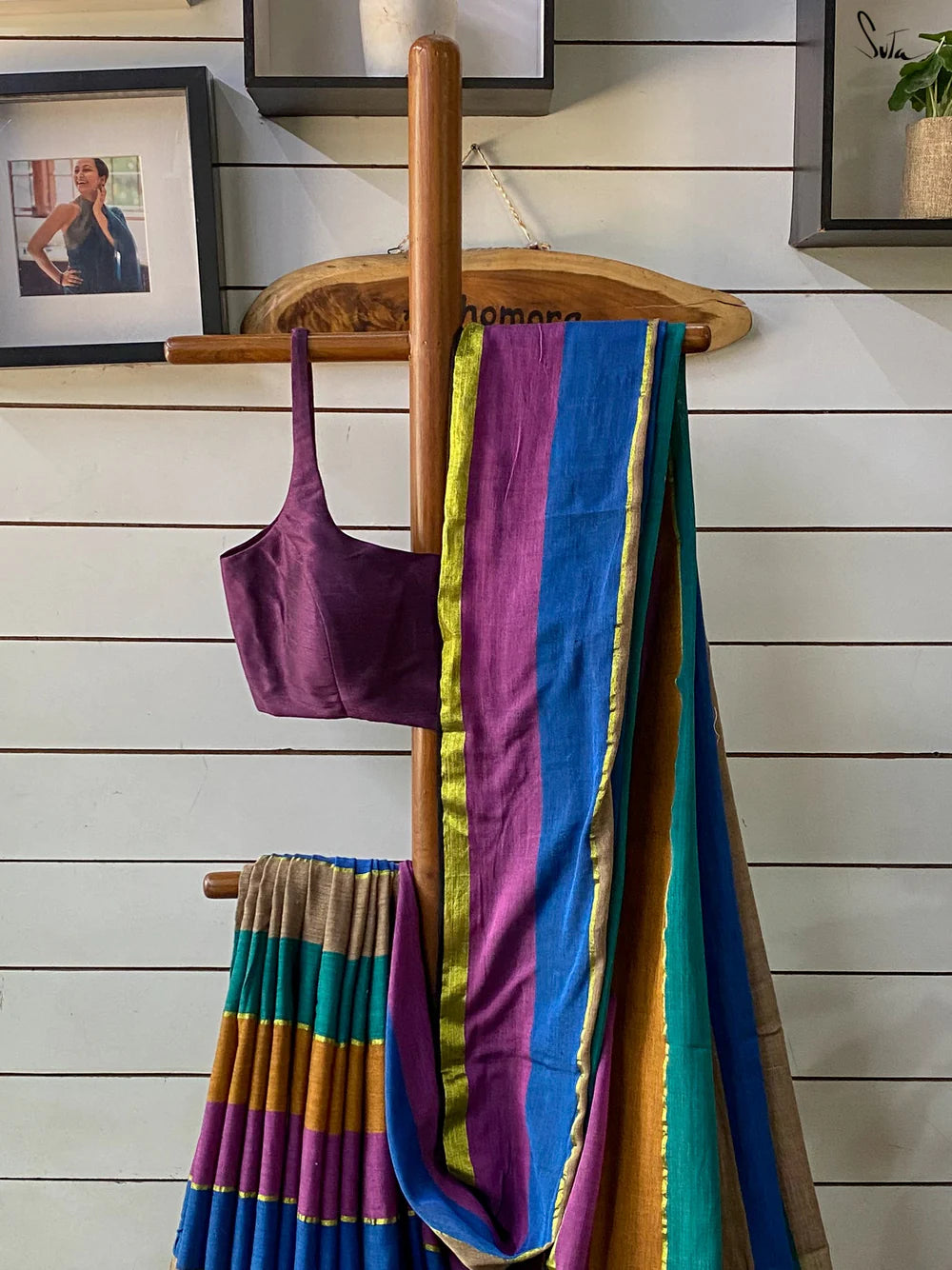 Saya Aana Multicolor Mul Cotton Saree