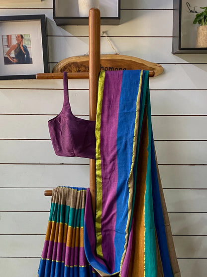 Saya Aana Multicolor Mul Cotton Saree