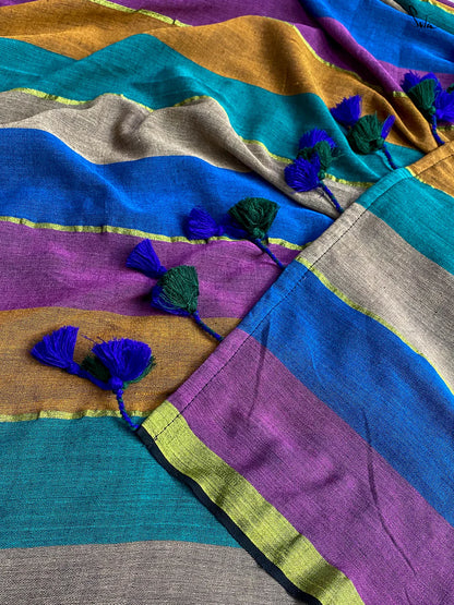 Saya Aana Multicolor Mul Cotton Saree