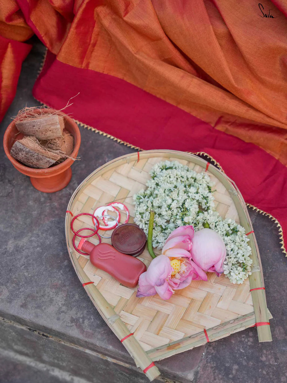 Shonajhuri Maroon Acrylic Cotton Saree