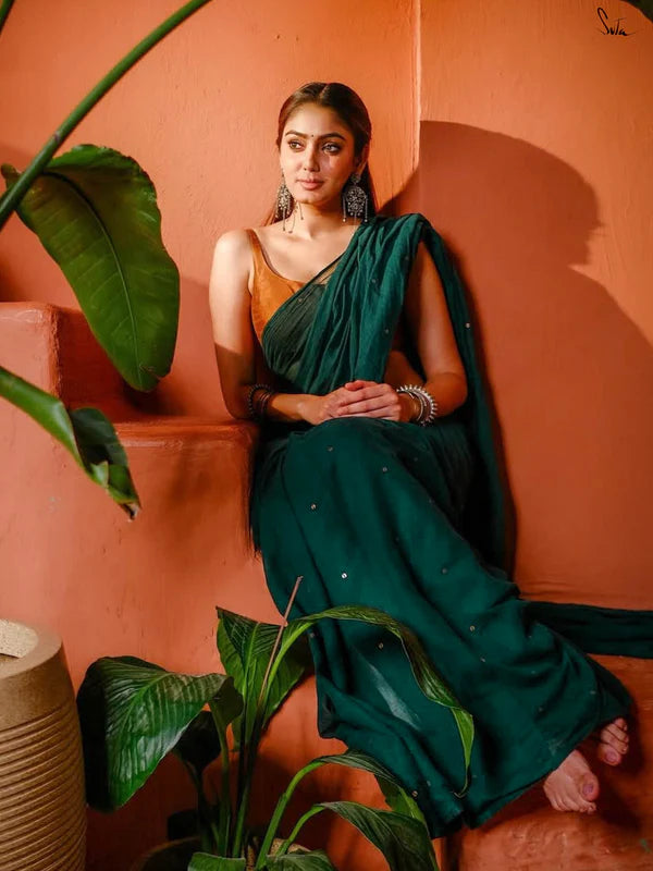 Ode to Green Chumki Mul Cotton Saree