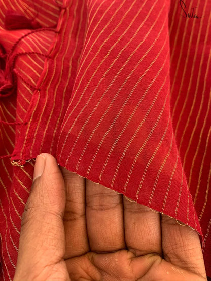 Hottest Sitara Maroon Mul Cotton and Zari Saree