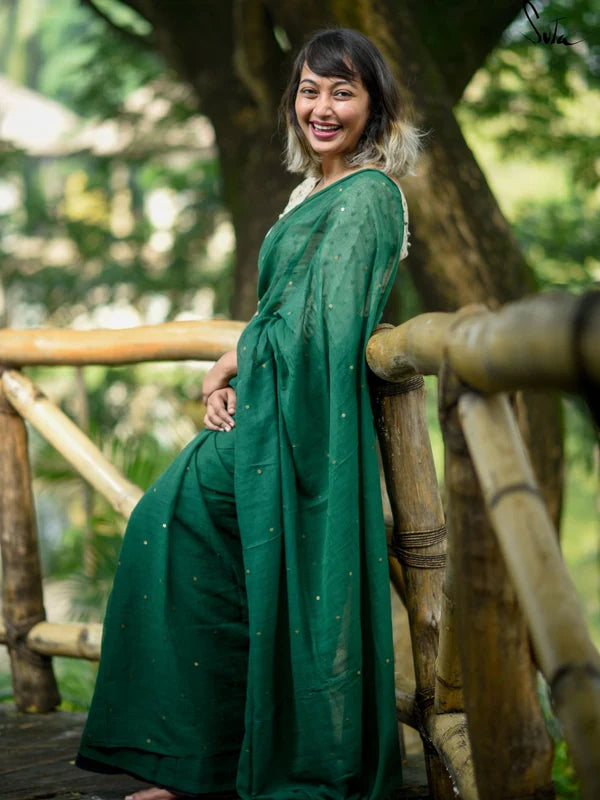 Ode to Green Chumki Mul Cotton Saree