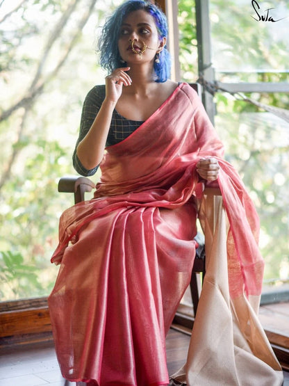 Raga Abhogi Linen Zari Saree